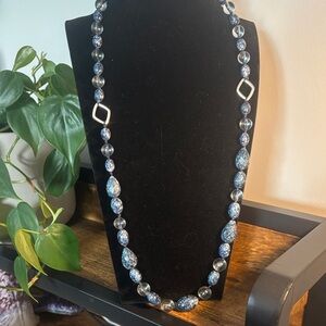 CH Blue Beaded Necklace with silver embellishments. Like new. Shows no wear.